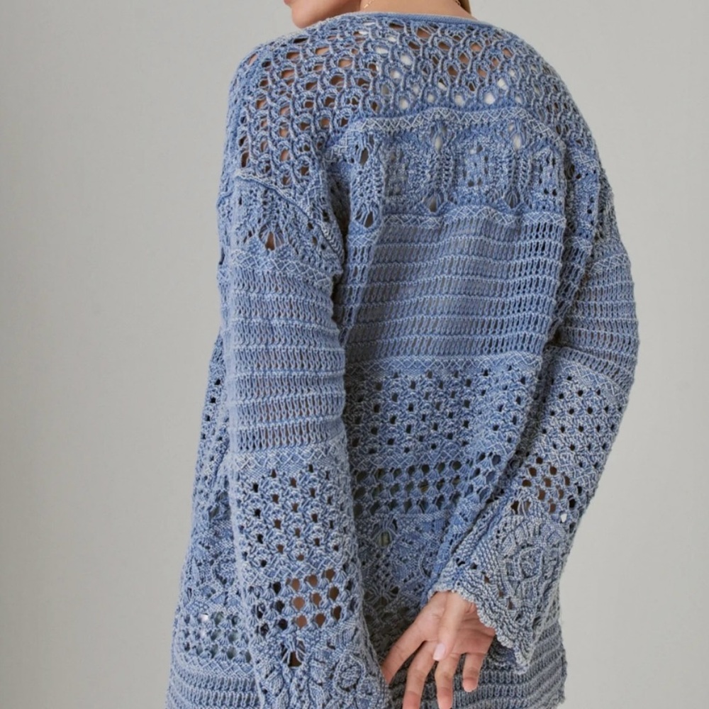 Lucky Brand Women's Open Crochet Cardigan size S - Picture 2 of 5